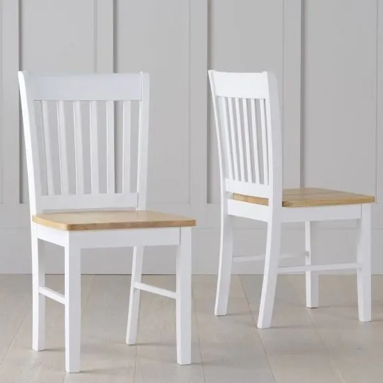 Botain Oak And White Dining Chairs In Pair