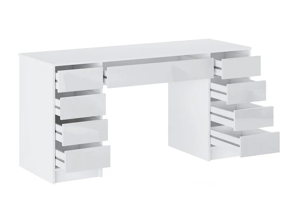 Vente-unique Desk With 9 Drawers - Gloss White - JENEMI 6
