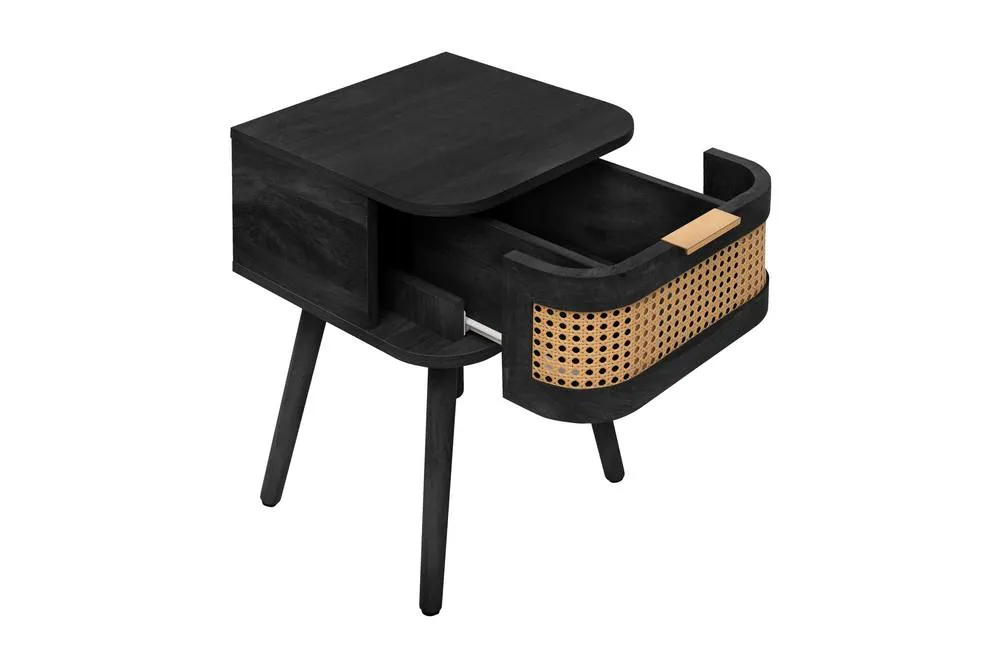 Birlea Pair of Rattan Bedside Cabinet 1 Drawer Black Sark Side Table 5