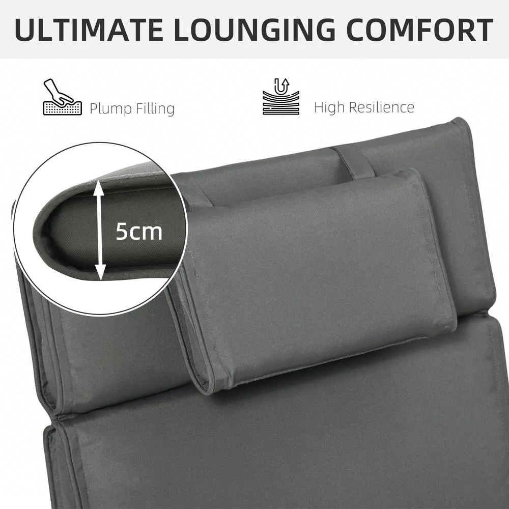 OUTSUNNY Garden Sun Lounger Chair Cushion ONLY Reclining Relaxer Indoor Outdoor in Grey 4