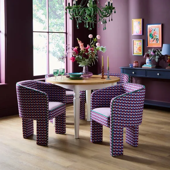 Sophie Robinson Dining Chair, Amaranth Wiggle Dot Fabric 2