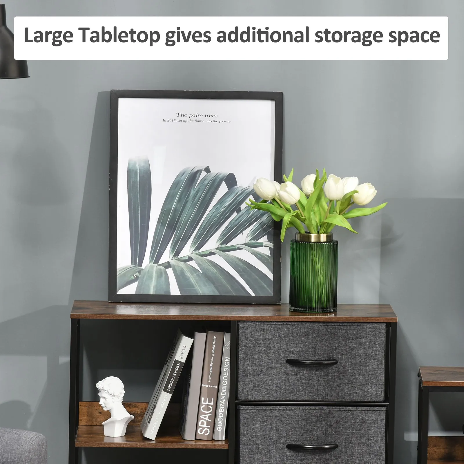 HOMCOM Cabinet Organizer 3 Drawer Chest Dresser Tower w/ 2 Shelves for Bedroom in Black 6