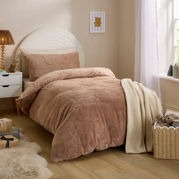 Carved Teddy Fleece Duvet Cover & Pillowcase Set