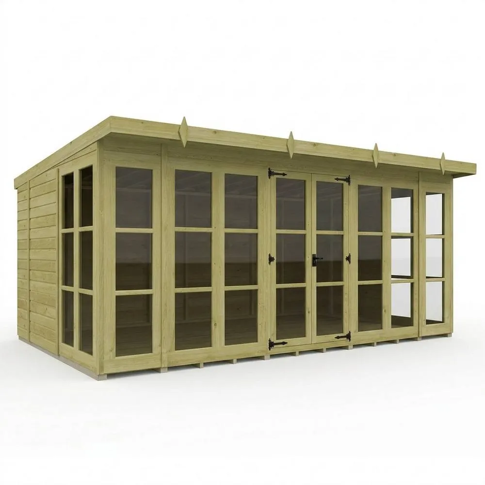 Buttercup Farm 16ft x 10ft Georgian Pent Summer House - Pressure Treated Timber in Brown