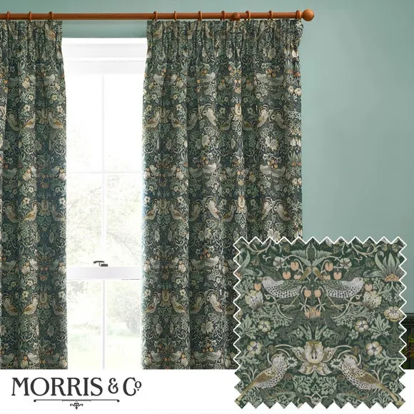 Morris & Co. Strawberry Thief Jacquard Pencil Pleat Curtains 5