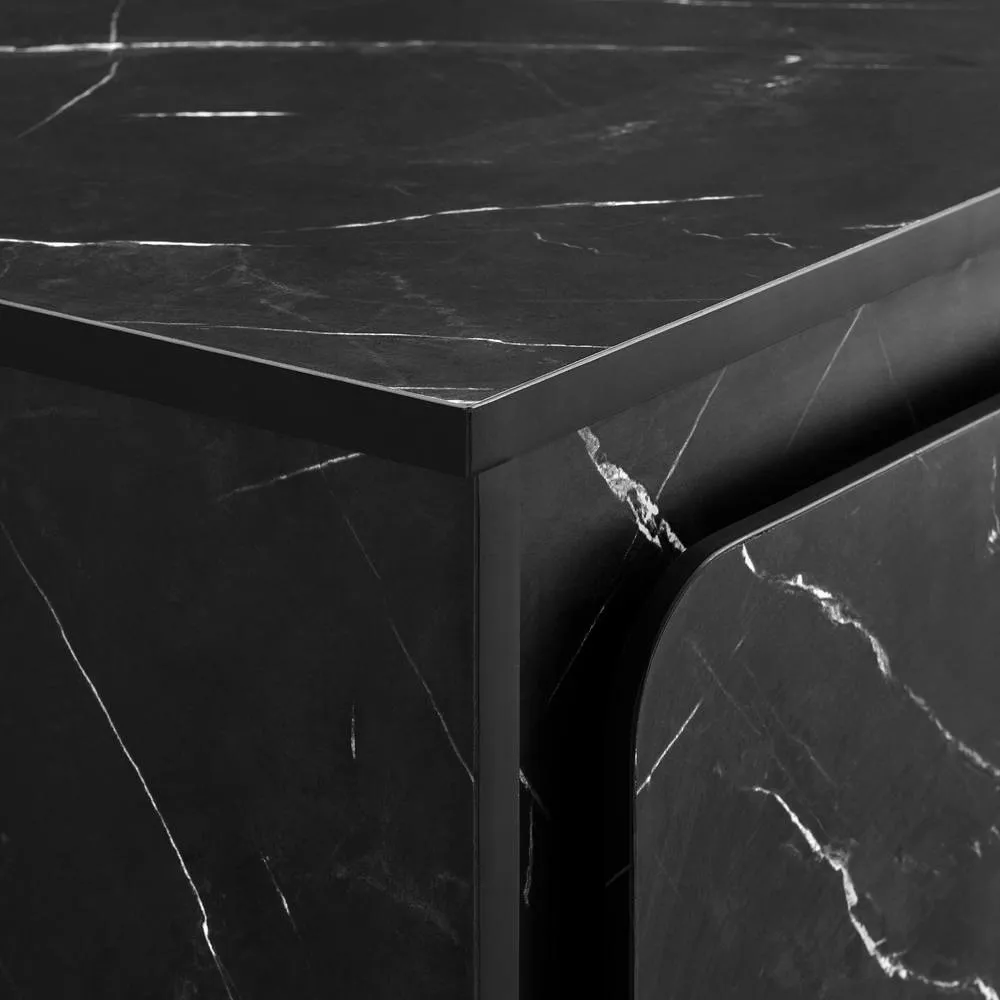 FurnitureboxUK Selene Marble Effect 4 Door Storage TV Stand in Black 6
