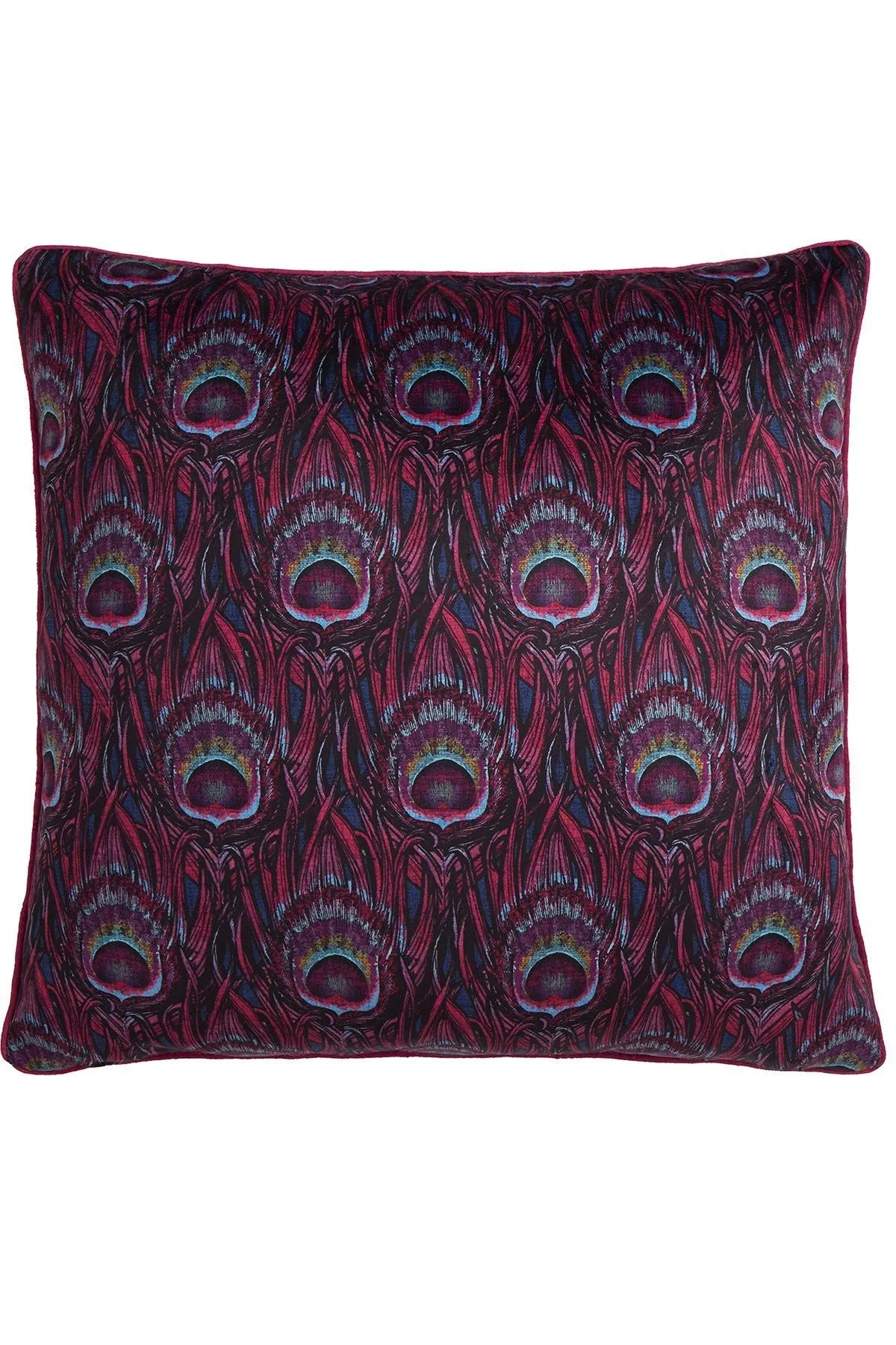 Laurence Llewelyn-Bowen 'Dandy Peacock' Jacquard Filled Cushion in Plum 3