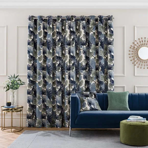 Gingko Cut Velvet Eyelet Curtains 4