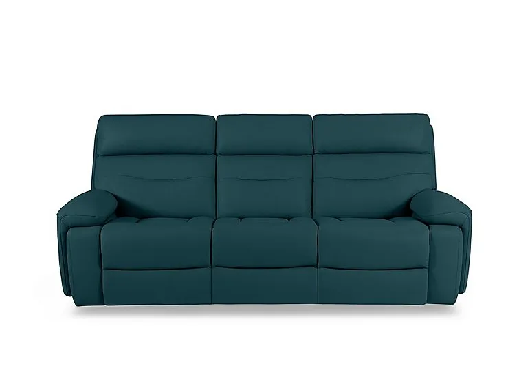 Cinemax Leather 3 Seater 3 Cushion Sofa - Midnight Jade