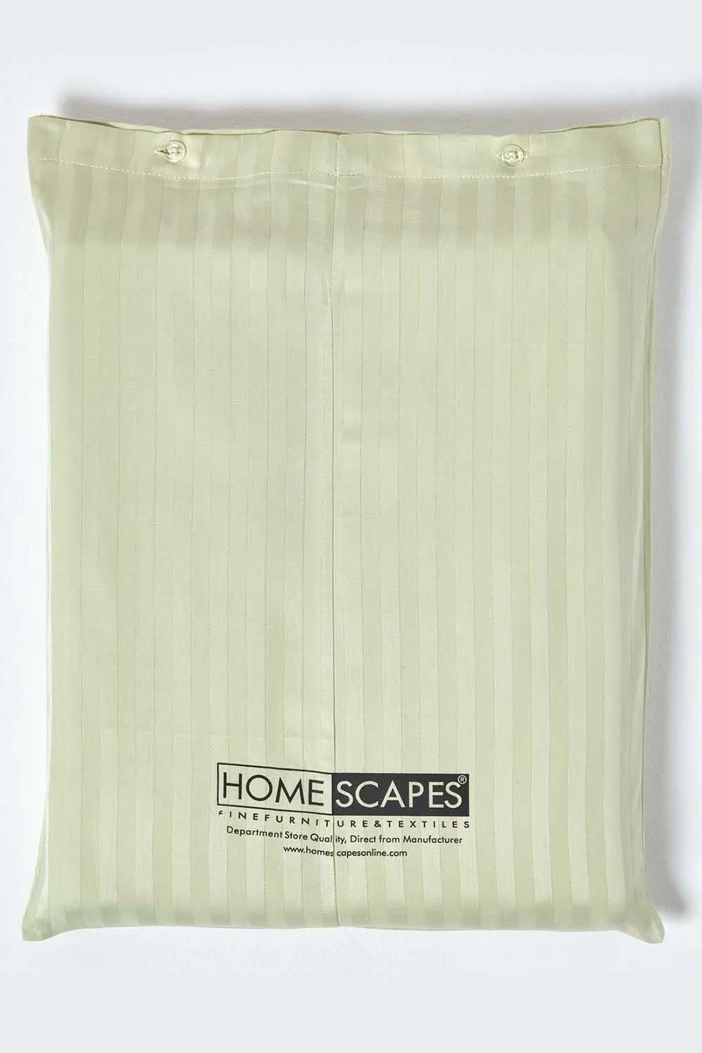 Homescapes Egyptian Cotton Satin Stripe Fitted Sheet 12 inch 330 Thread Count in Green 5