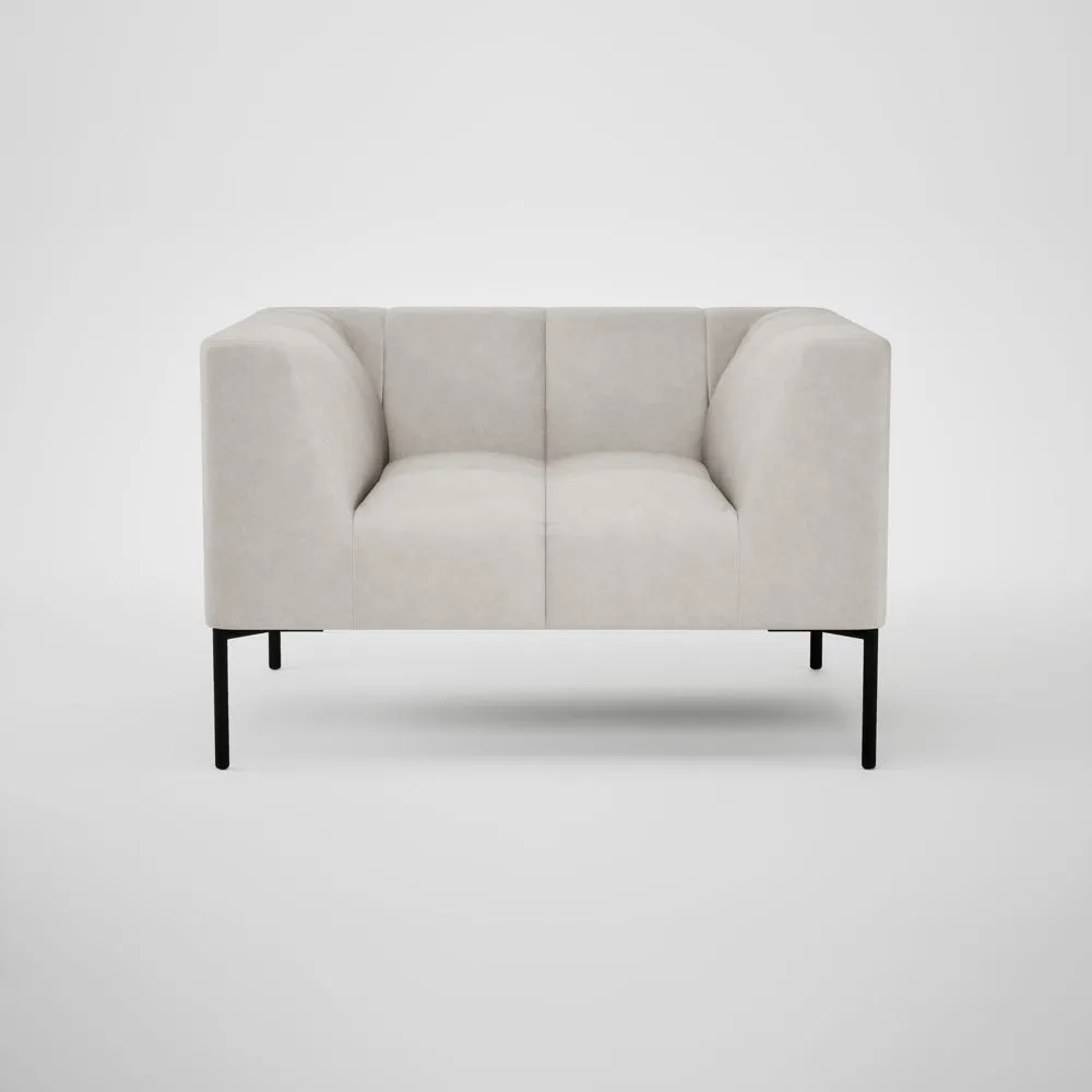 Heal's Quadro Armchair Leather Grain White 000 Black Feet 1