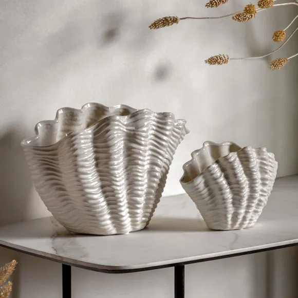 Ribbed Shell Ceramic Vase 6
