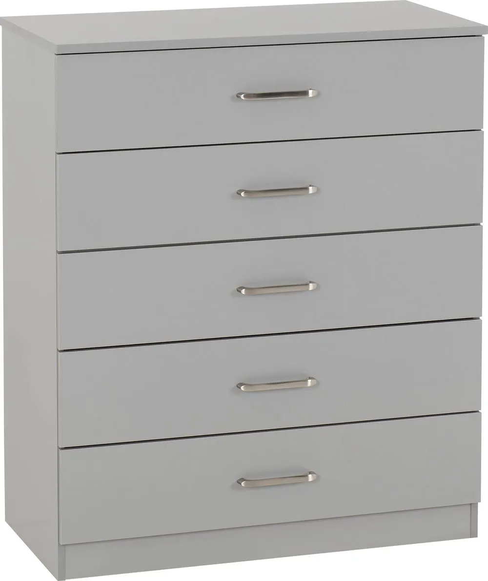 Seconique Dakotia 5 Drawer Chest in Light Grey 4