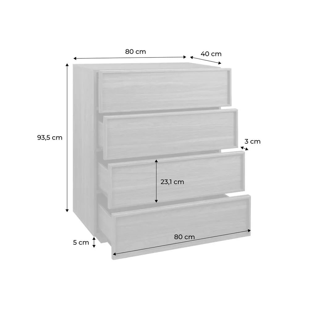 sweeek Chest of 4 drawers wood effect 80 cm in Dark Brown 5