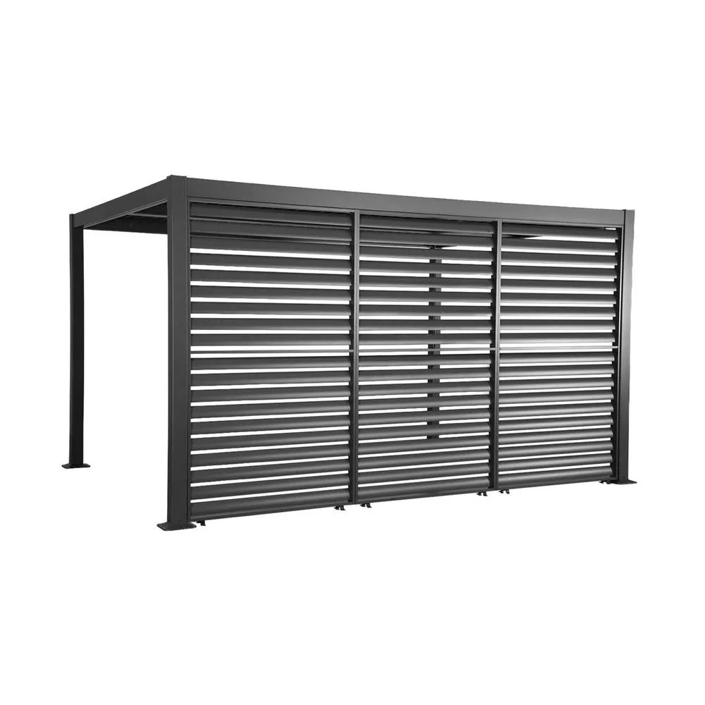 sweeek Louvered pergola 4x3m + 3 130cm louver panels in Dark Grey 2