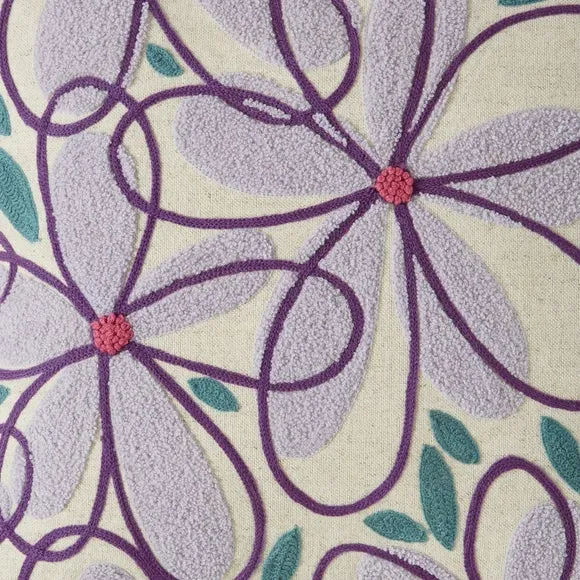 Crewel Work Floral Square Cushion 4