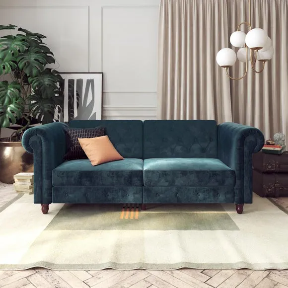 Felix Velvet Chesterfield Double Sofa Bed 3