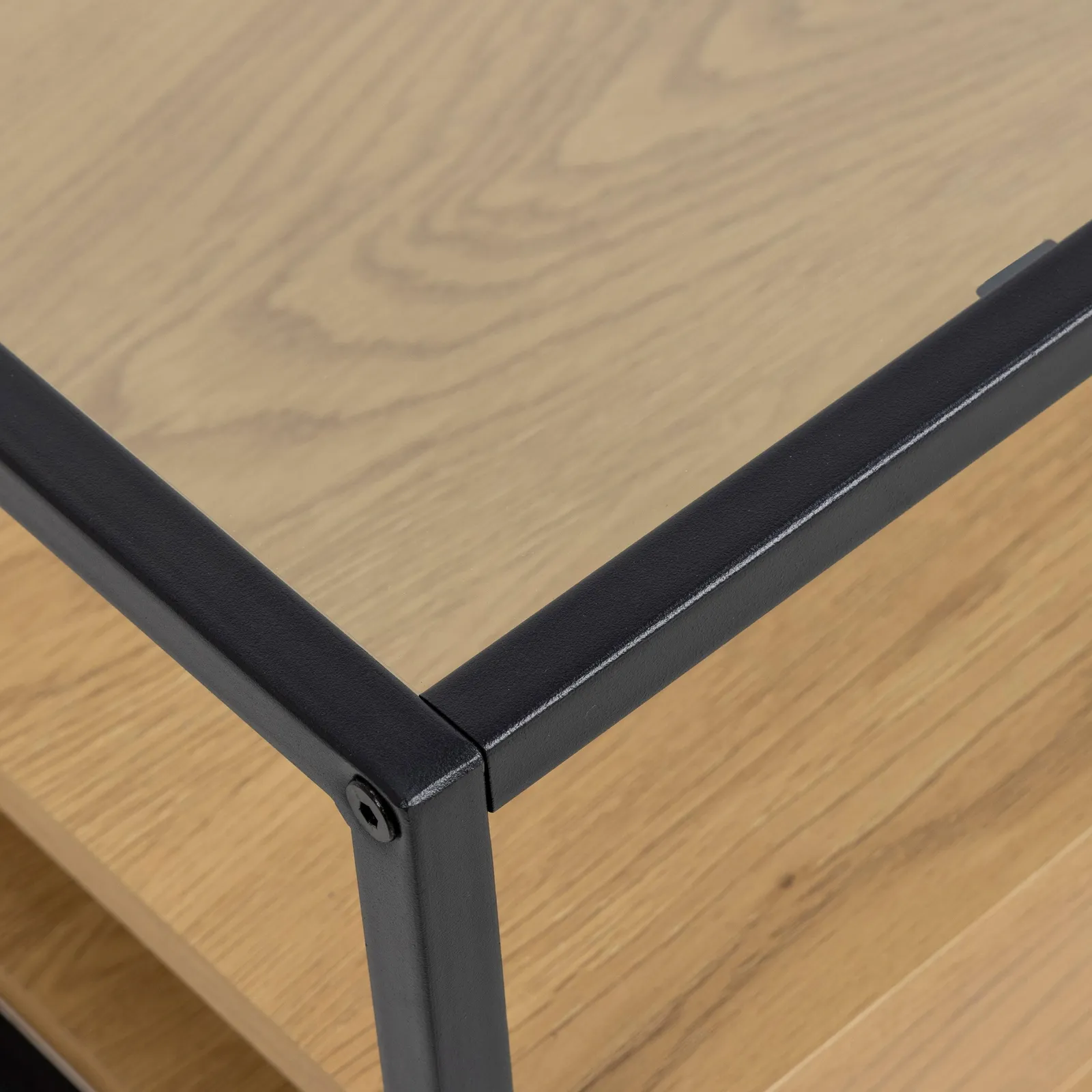 Furniture To Go Randolf Square Coffee Table with 2 Shelves in Black & Oak 5