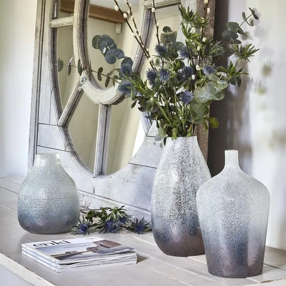 Ivyline Verre Round Atlantic Blue Frosted Vase H25cm W20.5cm, Multi 4
