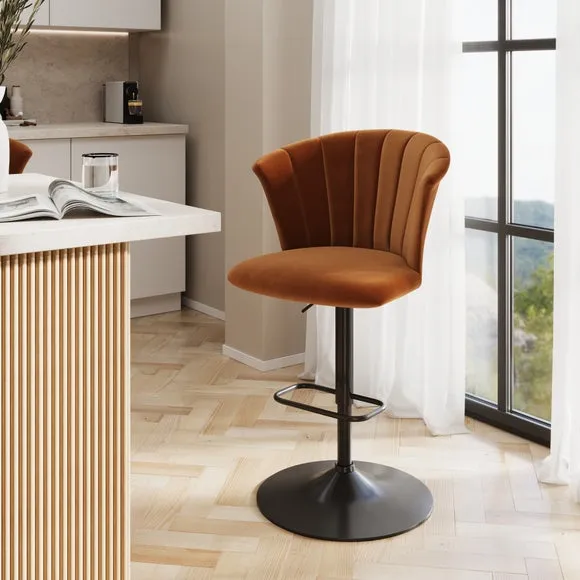 Kendall Bar Stool with Black Legs, Velvet 1