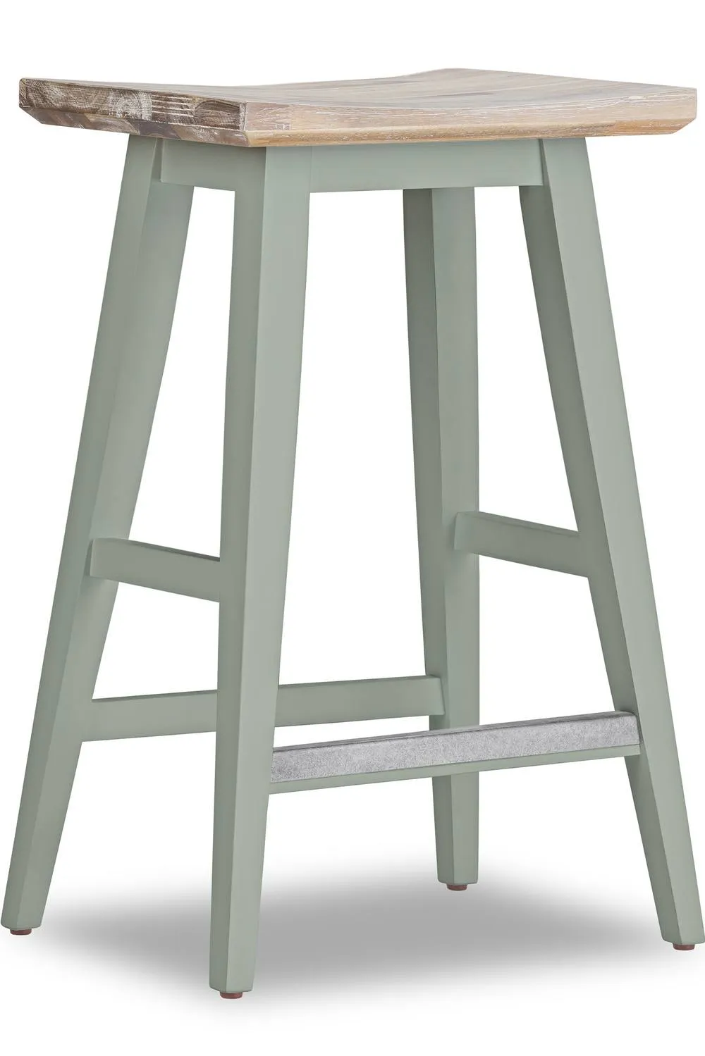 Statement Furniture Florence Bar Stool, Acacia Hardwood Rectangular Seat in Light Green 3