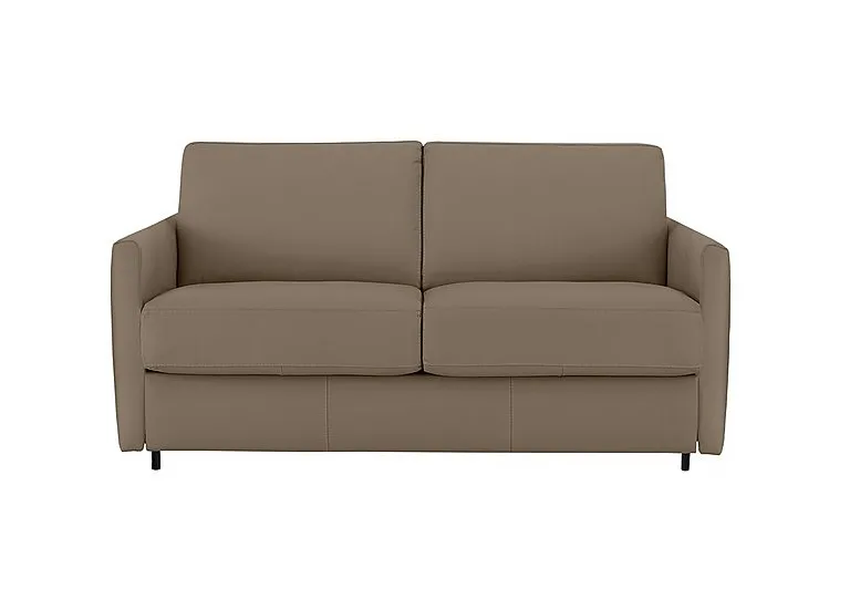 Alcova 2 Seater Leather Sofa Bed with Slim Arms - Torello Taupe