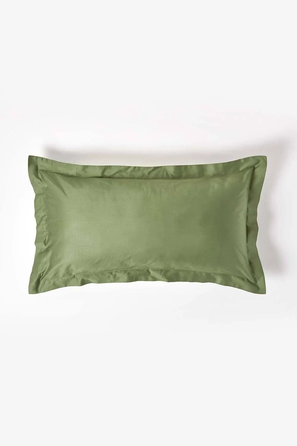 Homescapes Sateen Cotton Oxford Pillowcase 400 TC, King Size in Green