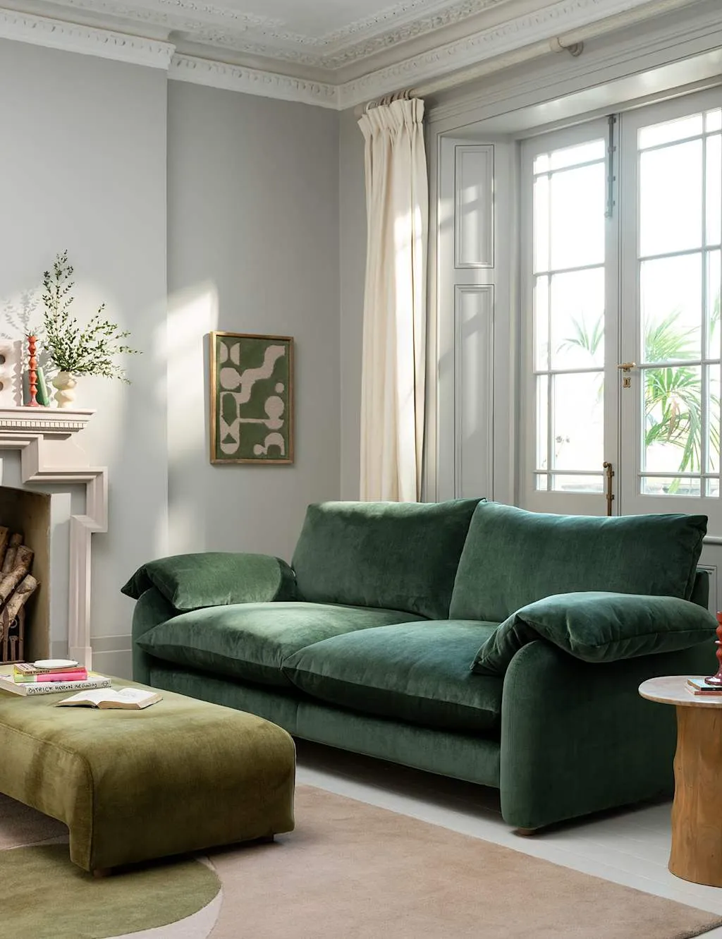 BARKER AND STONEHOUSE Orson Chenille Extra Large 3 Seater Sofa Dark Green