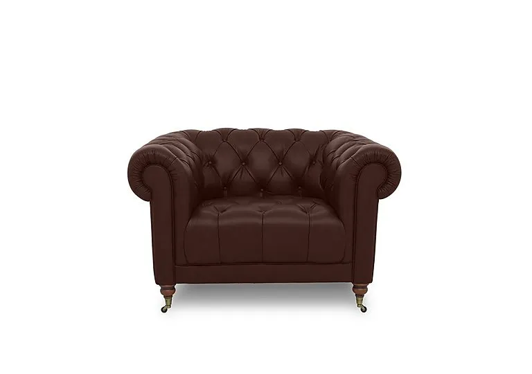 Columbus Leather Armchair with Castors