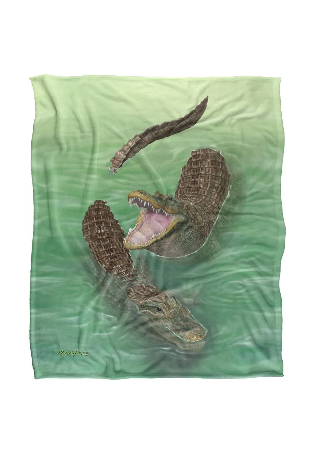 JQ Licensing Royce Mcclure Swamp Alligators Silky Touch Super Soft Throw Blanket 152 X 127 cm in White