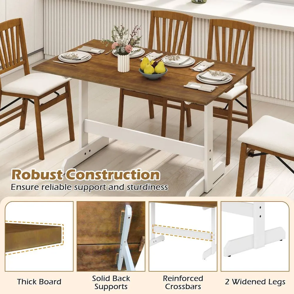 Costway 55 Inch Dining Table for 4-6 People Rectangular Kitchen Table in Brown 4