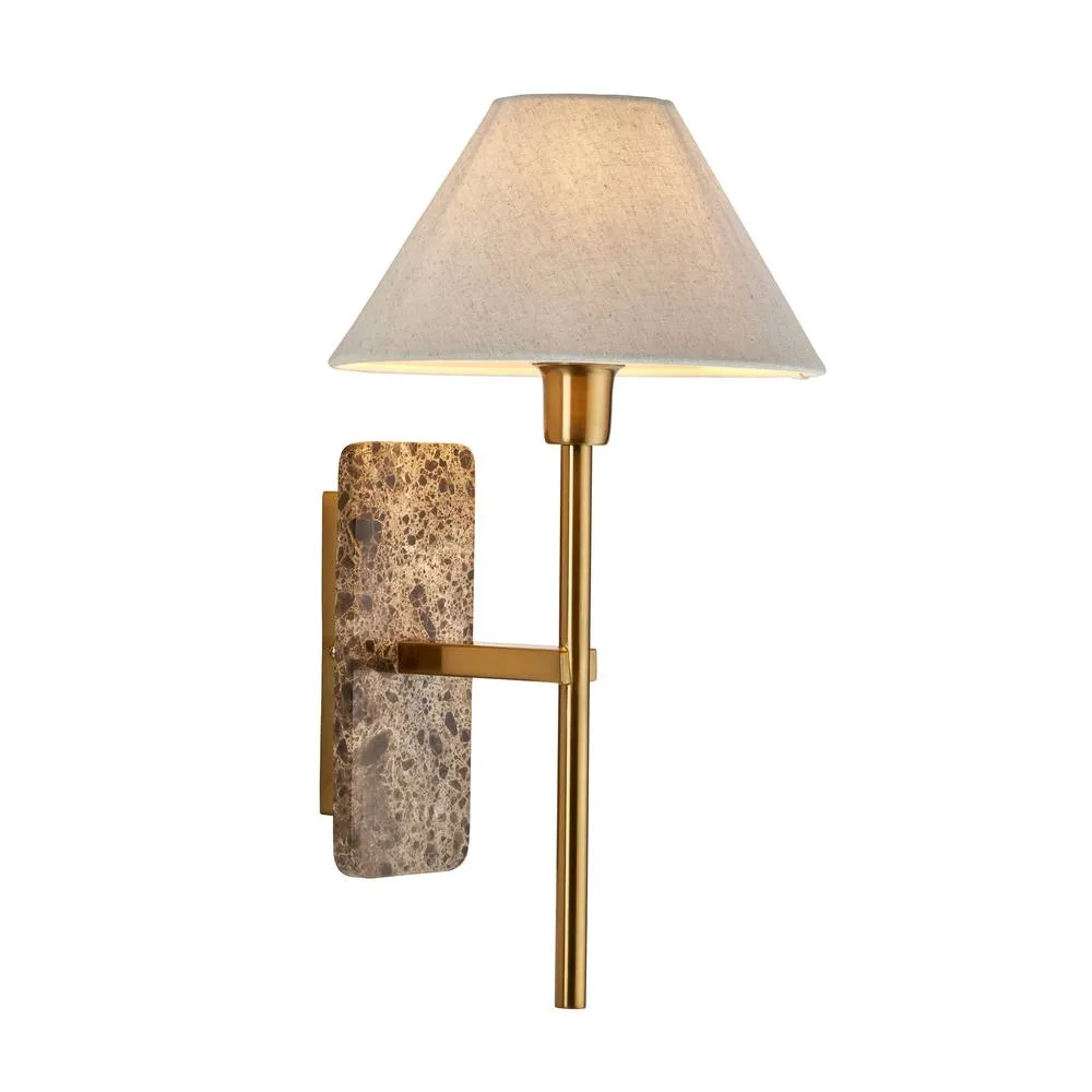 Netlighting Faro Wall Lamp Shade Brown & Vintage Brass Linen E14