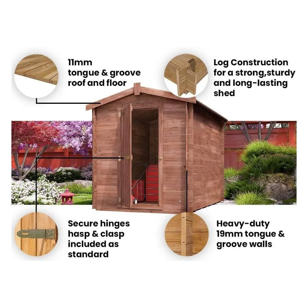 Dunster House Heavy Duty 19mm Log Store Shed 1.8 x 2.5 Pressure Treated Superfelt in Brown 2