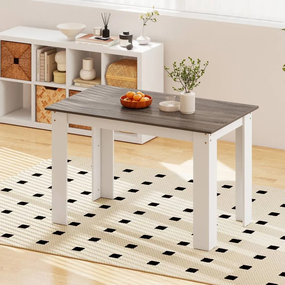 Costway 120 CM Kitchen Dining Table Wooden Rectangular Modern Dinette Table in White 2