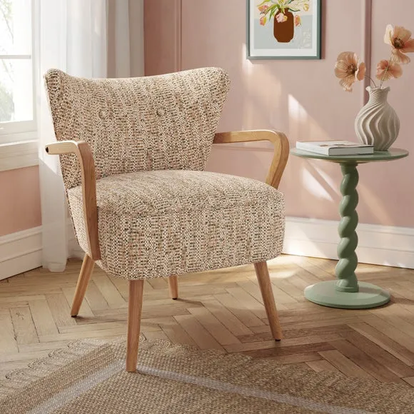 Eliza Multi Woven Boucle Wooden Occasional Chair