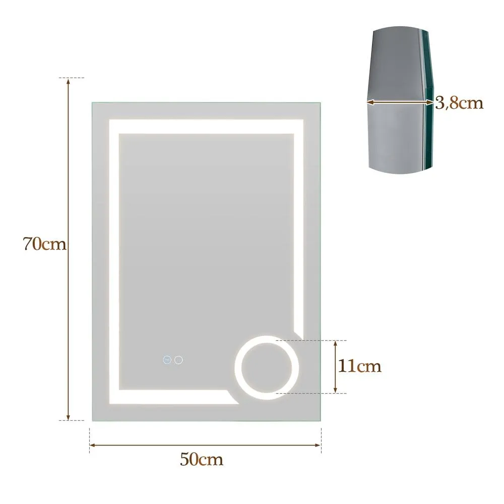 Costway 3X Magnifying Mirror Vertical Dimmable LED Lighted Bathroom Mirror in Silver 2