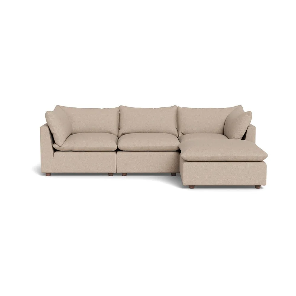 Heal's Astrid Right Hand Facing Corner Sofa Boucle Tweed Pearl Walnut Stained Beech Feet 1