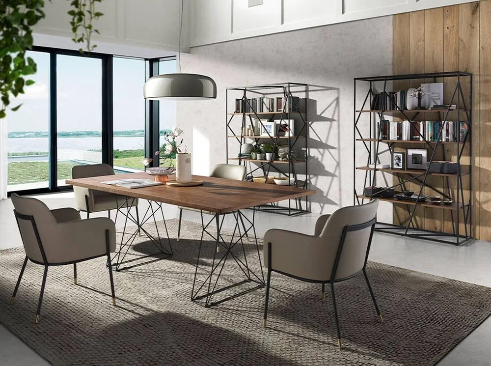Angel Cerda Walnut & Black Steel Shelving Unit, 120x38x180 cm in Brown 4