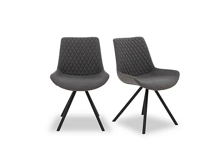Ion Pair of Fabric Dining Chairs - Shadow Grey