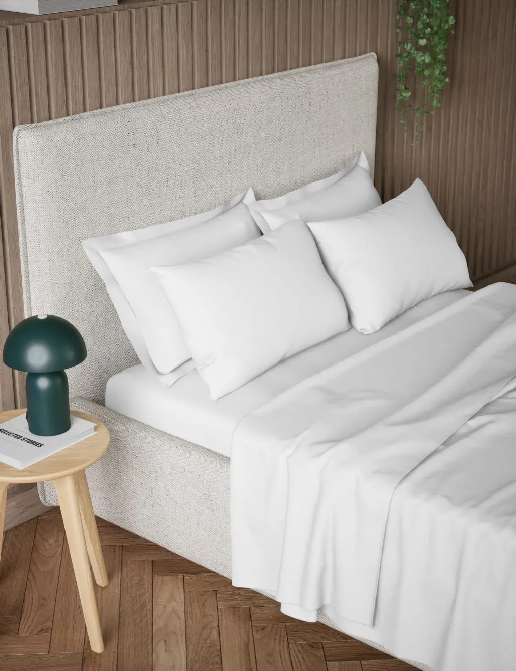 M&S Pure Cotton 300 Thread Count Flat Sheet White