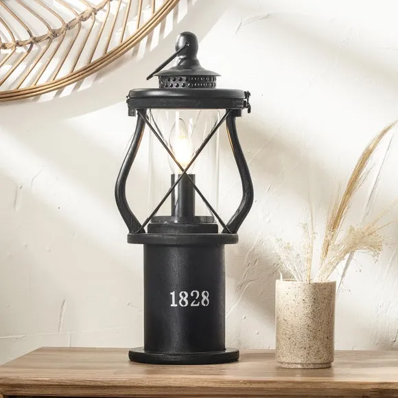Return - Gibson Black Wood Lantern Table Lamp