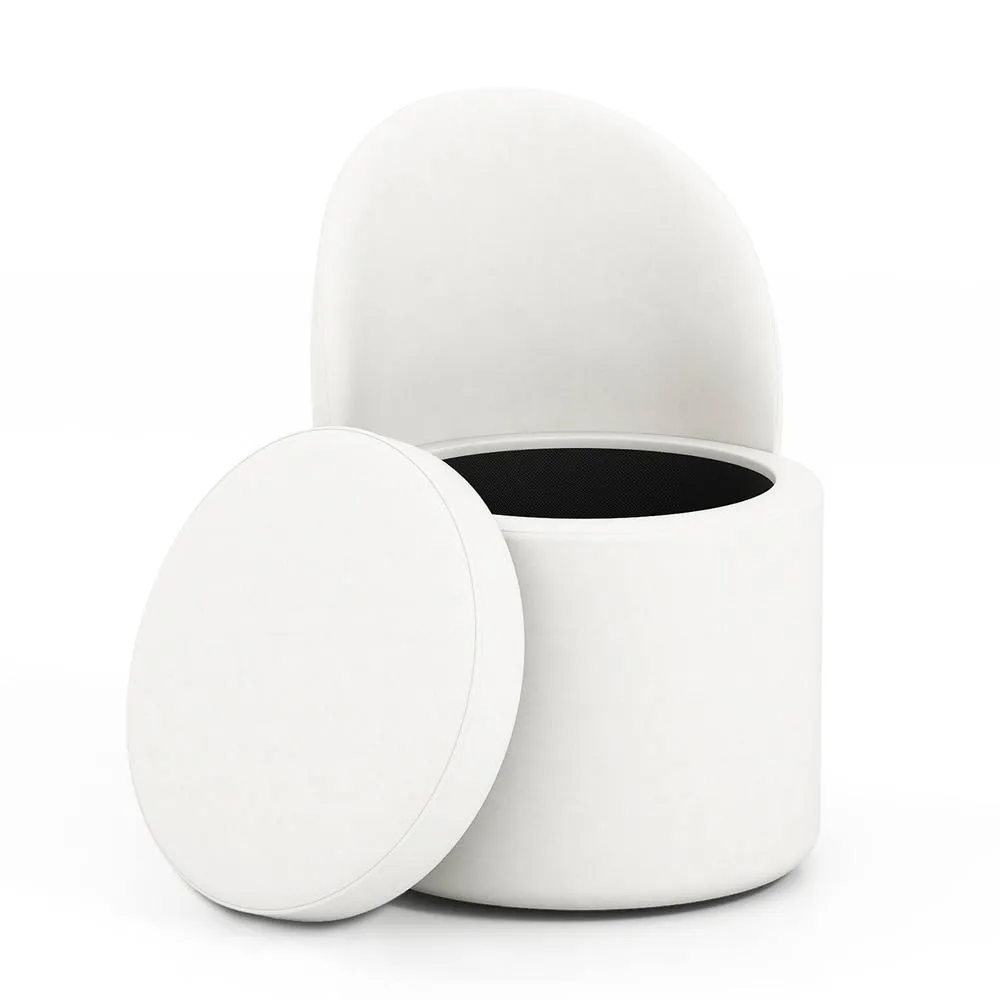 Costway 38 L Storage Ottoman Faux Velvet Vanity Stool with Backrest in White