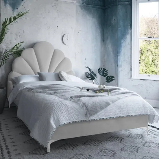 Hartington Plush Velvet King Size Bed In Silver