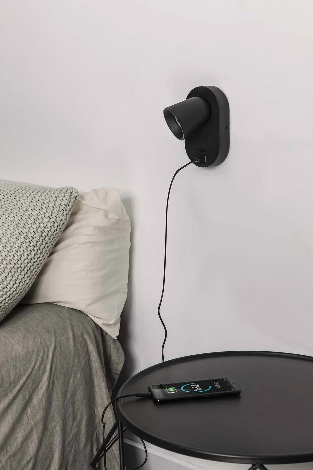 Netlighting Corb USB C Reading Wall Light Matt Black 1x 2