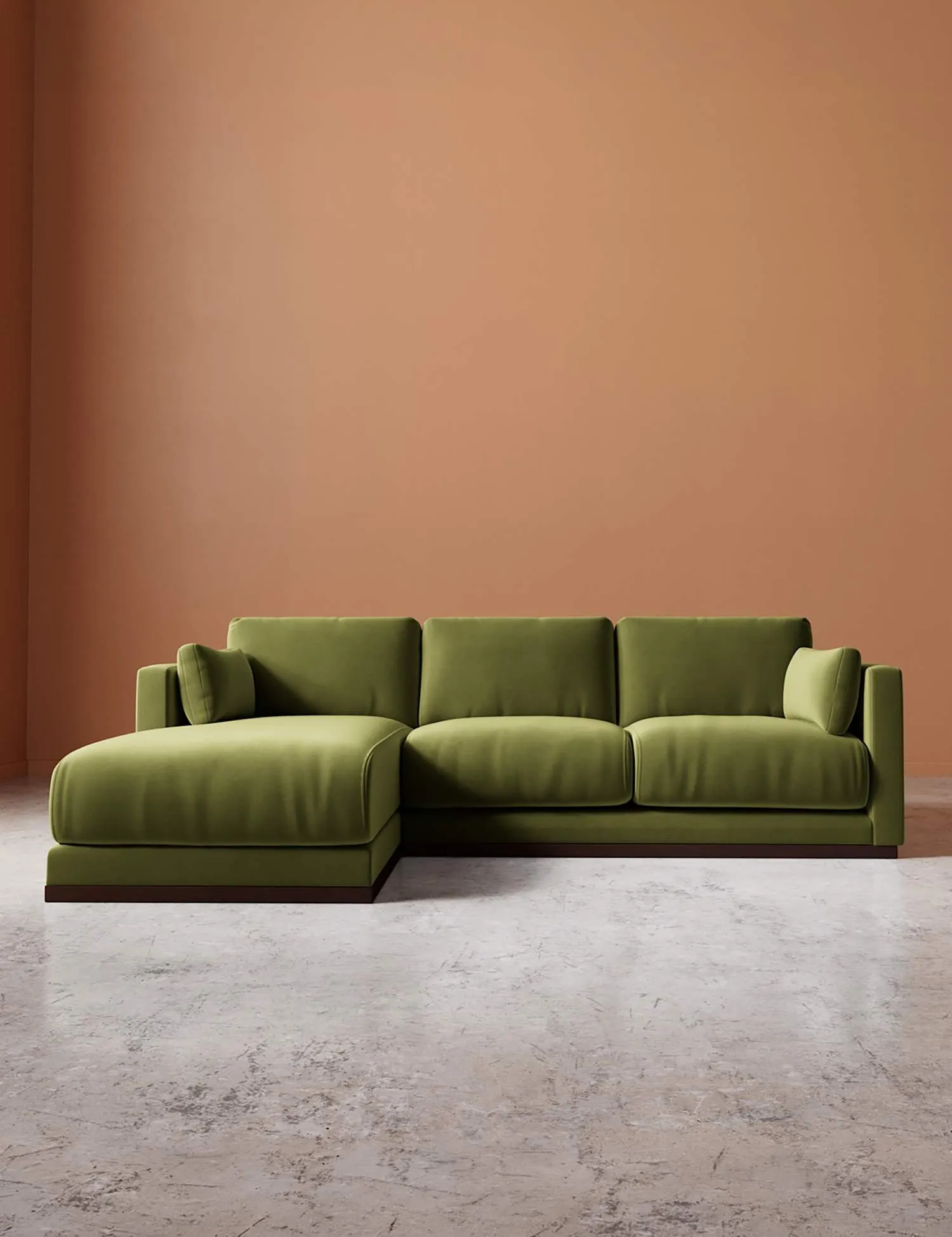 Swoon Easy Velvet Left Corner Sofa Green