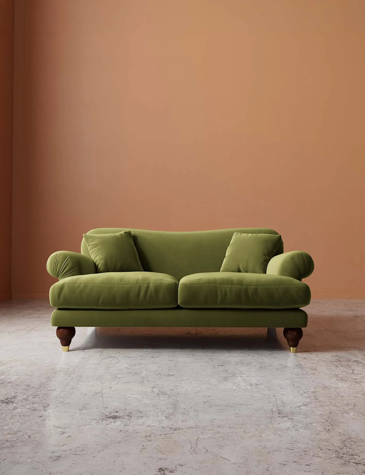 Swoon Willows Easy Velvet 2 Seater Sofa Green