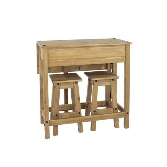 Corona 2 Seater Rectangular Drop Leaf Dining Table with 2 Chairs 4