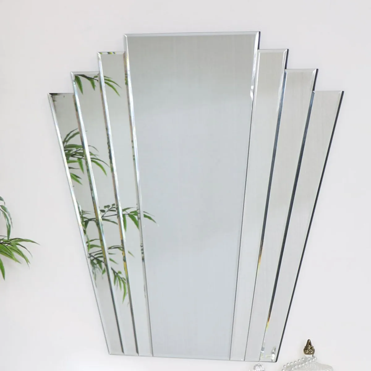 Melody Maison Large Art Deco Fan Frameless Wall Mirror in Clear 6