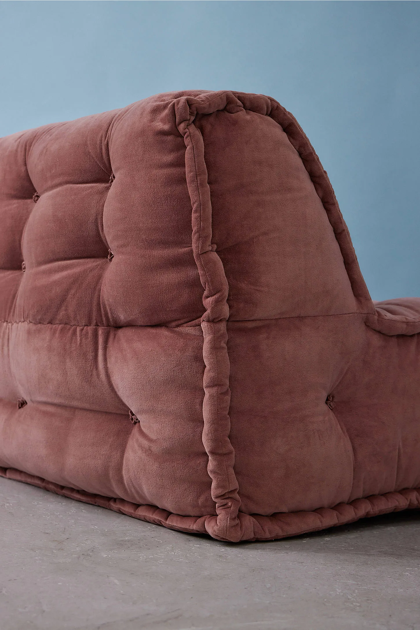 Reema Pink Velvet Two-Seater Floor Cushion - Pink 6