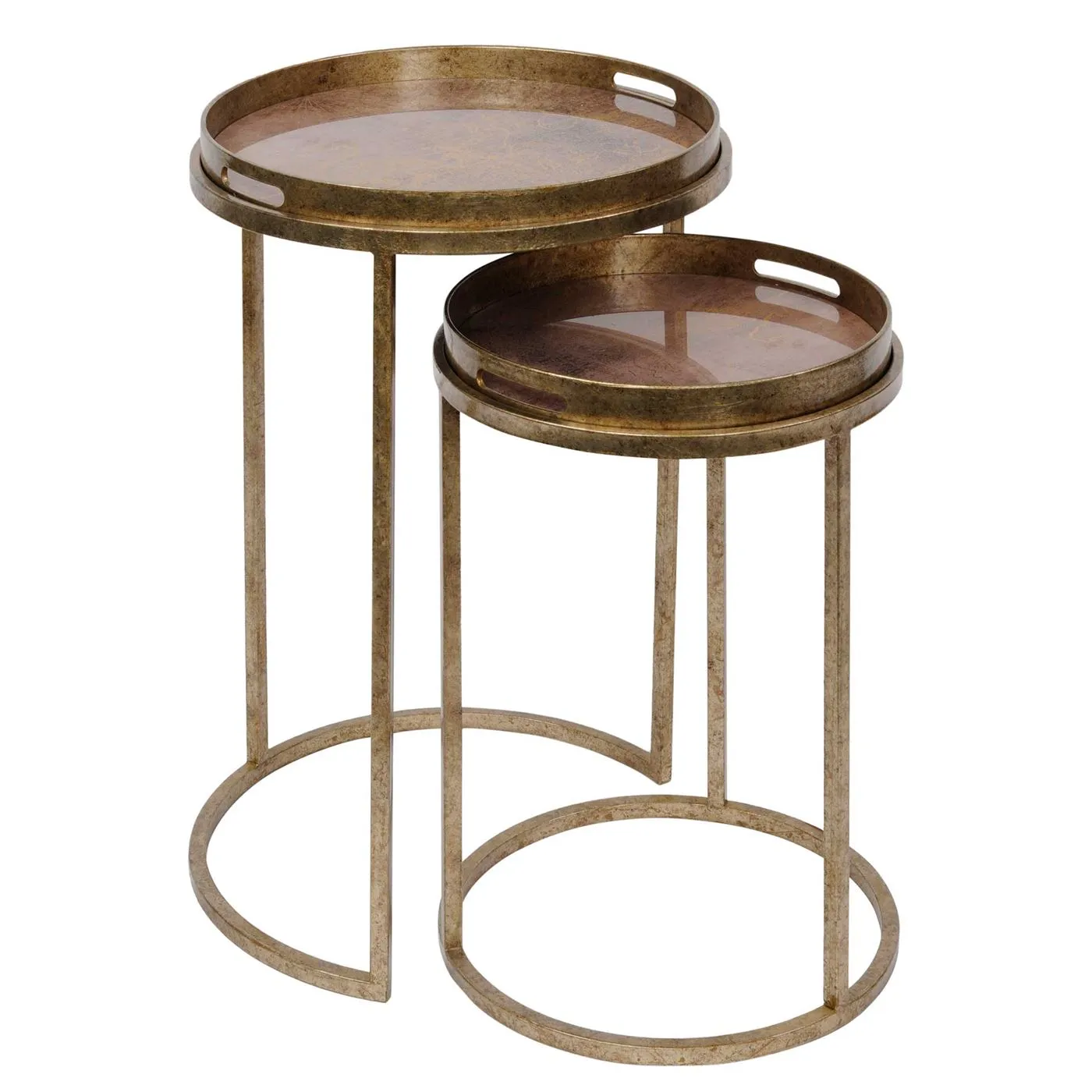 Set Of 2 Atlas Side Tables, Antique Gold